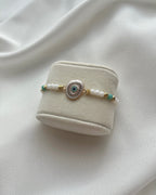 Perlenarmband in Weiß und Türkis & Nazar