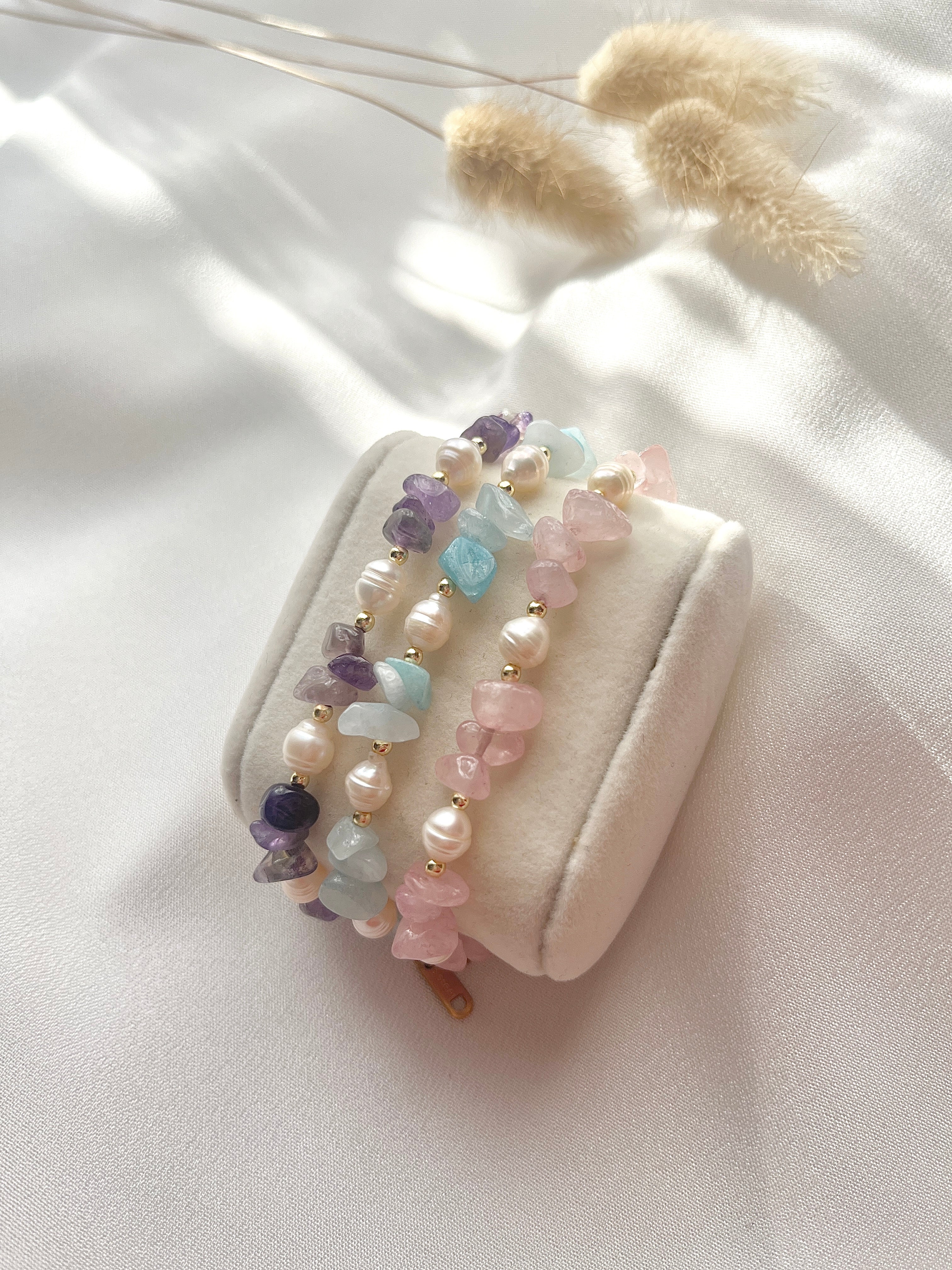 Naturstein Armbänder mit Süßwasserperlen