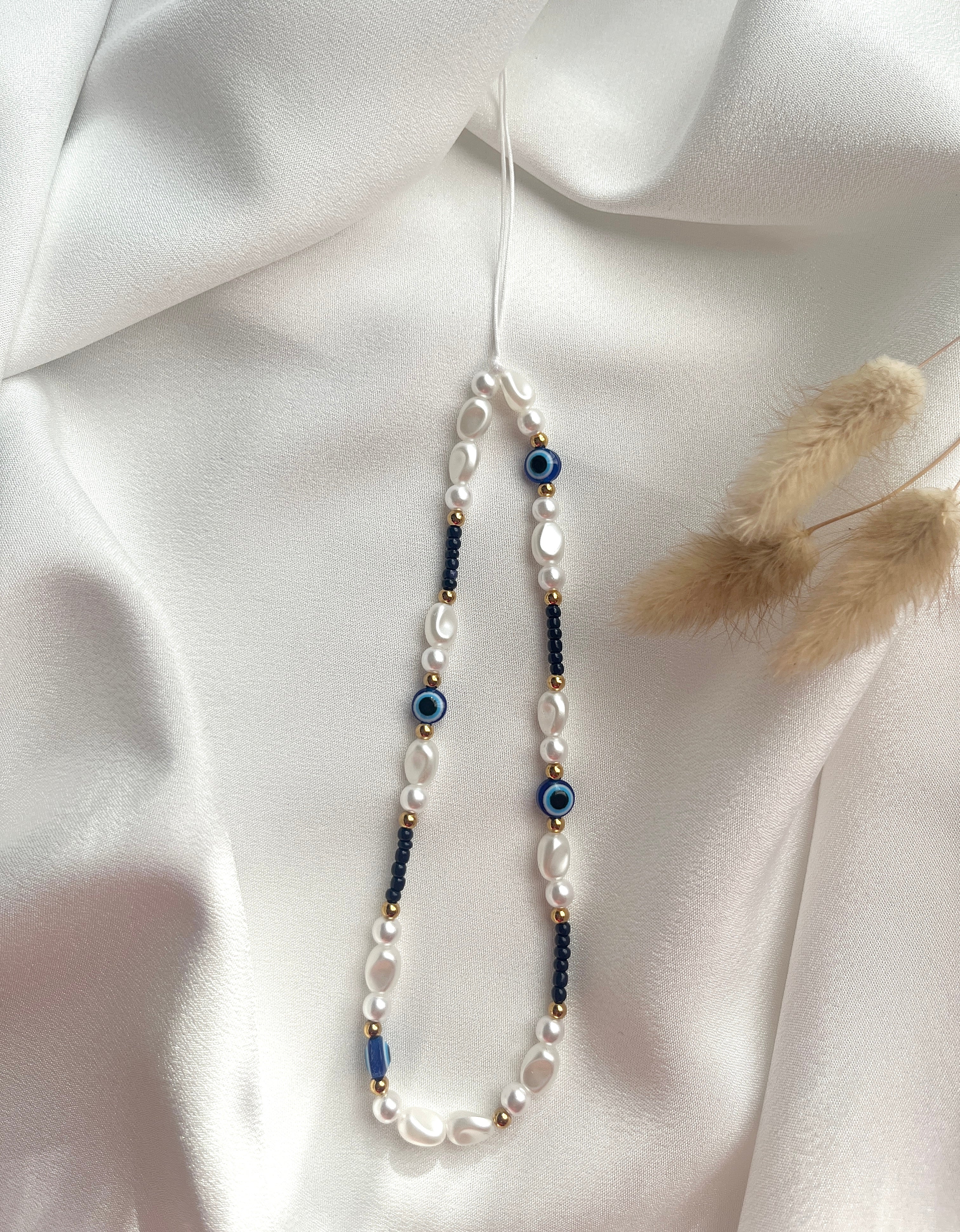Handykette in Dunkelblau & Weiß mit Nazar