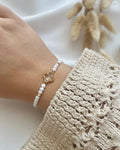 Perlenarmband in Weiß & Clover