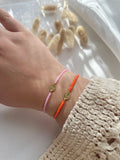 Perlenarmband in Rosa oder Koralle + goldenen Taler