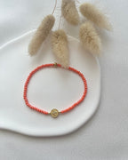 Perlenarmband in Rosa oder Koralle + goldenen Taler