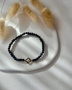 Perlenarmband in Schwarz mit Clover