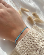 Perlenarmband mit blauen Miyuki-Perlen & Nazar
