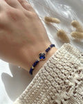 Perlenarmband in Dunkelblau & Clover