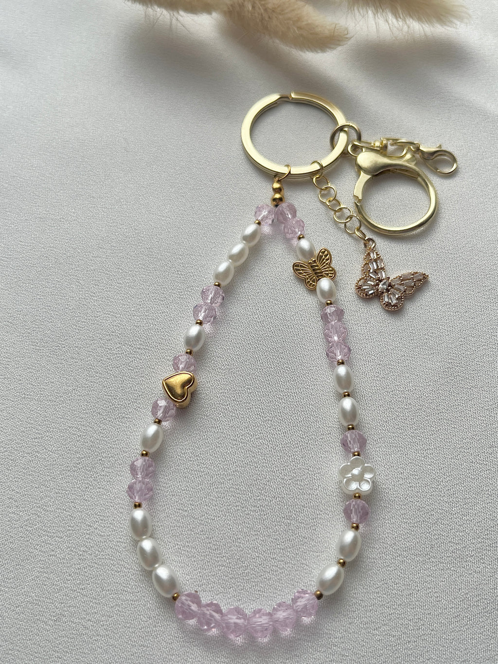 Schlüsselanhänger in Rosa & Schmetterlings-Anhänger