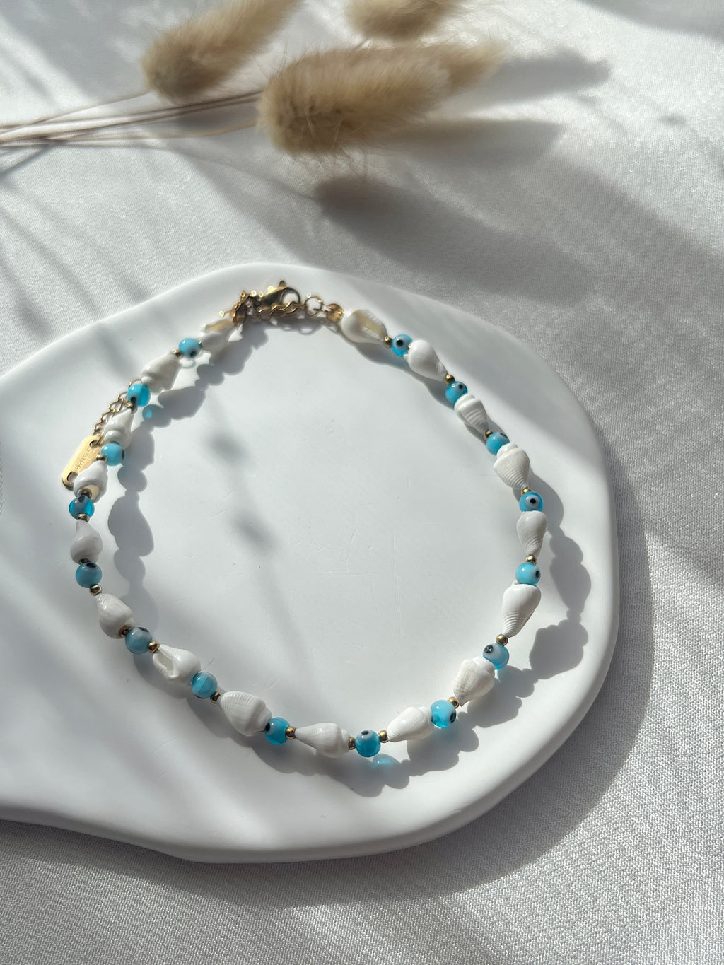 Fußkette aus Nazarperlen & Muscheln