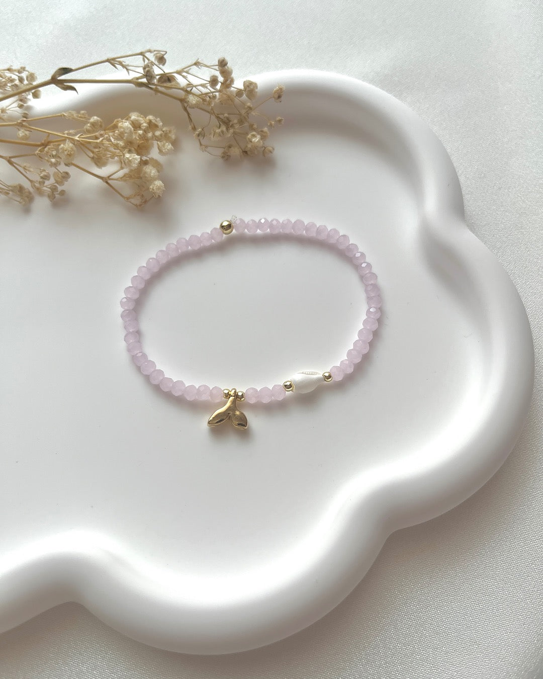Perlenarmband in Rosa, Muschel & Flosse