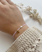 Perlenarmband in Rosa, Muschel & Flosse