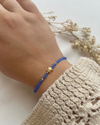 Perlenarmband in Dunkelblau & mini Schildkröte