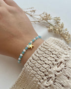 Perlenarmband in Blau & Weiß mit Seestern