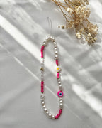 Handykette aus Pinken Perlen, Blume & Nazar