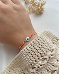 Perlenarmband in Bunt mit Nazarperle & silbernen Details