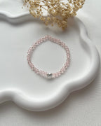 Perlenarmband in Rosa & silberner Schildkröte